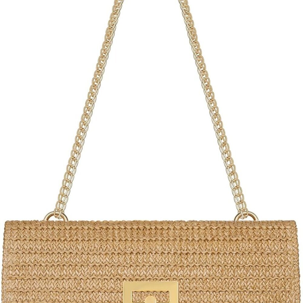 Straw Clutch Purse for Women Designer Evening Handbag Summer Beach Shoulder Cros